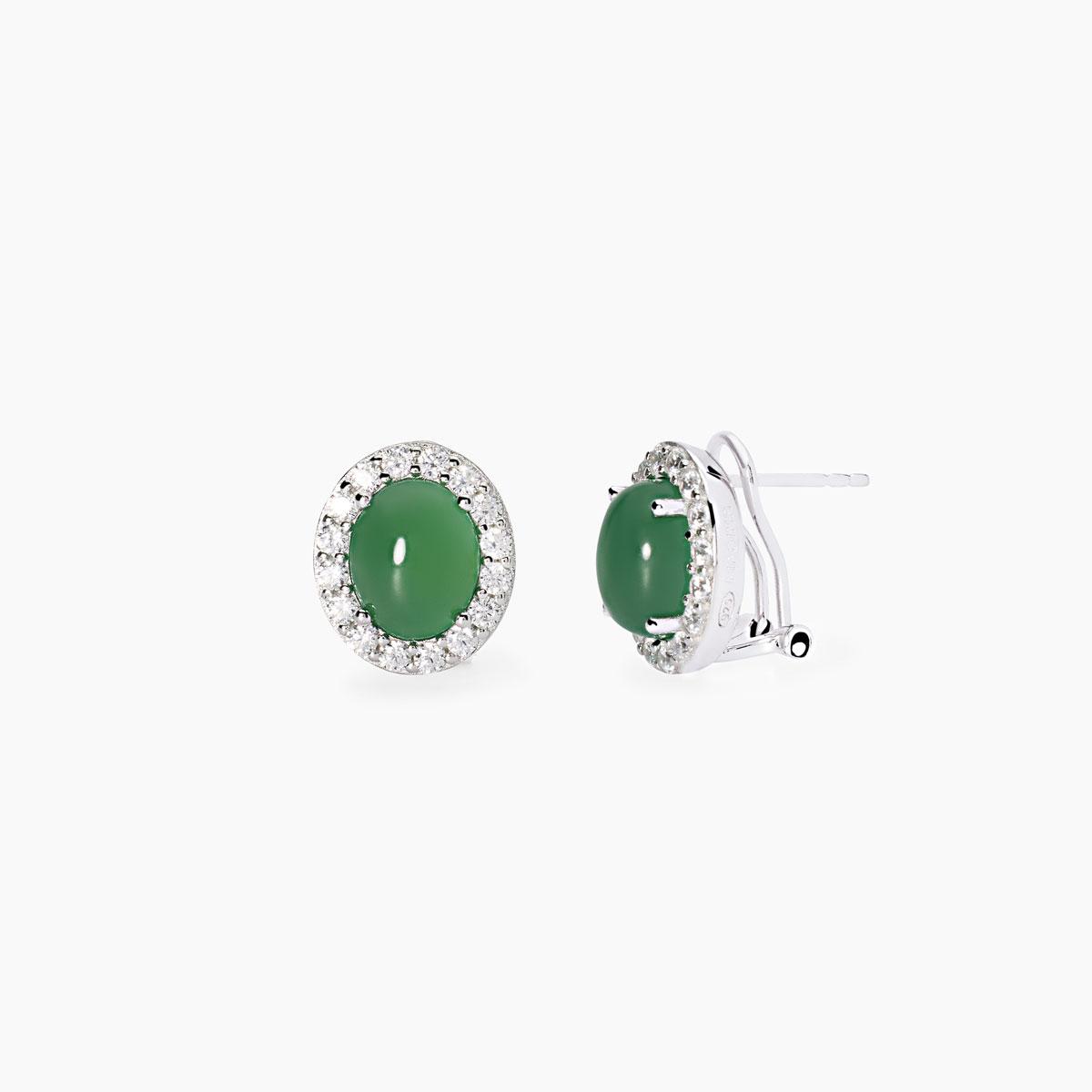 Orecchini A Perno Verde Chiaro Con Cristalli Zirconia - Philip Jones, Placcati Argento, Ipoallergenici, 6mm