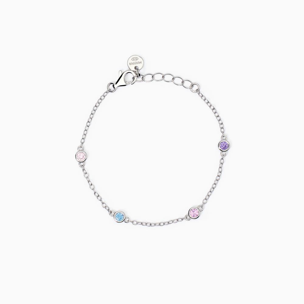 Mabina Gioielli Bracciale Da Bambina Con Tormalina Sintetica E Zirconi Rainbow, Taglia: 14