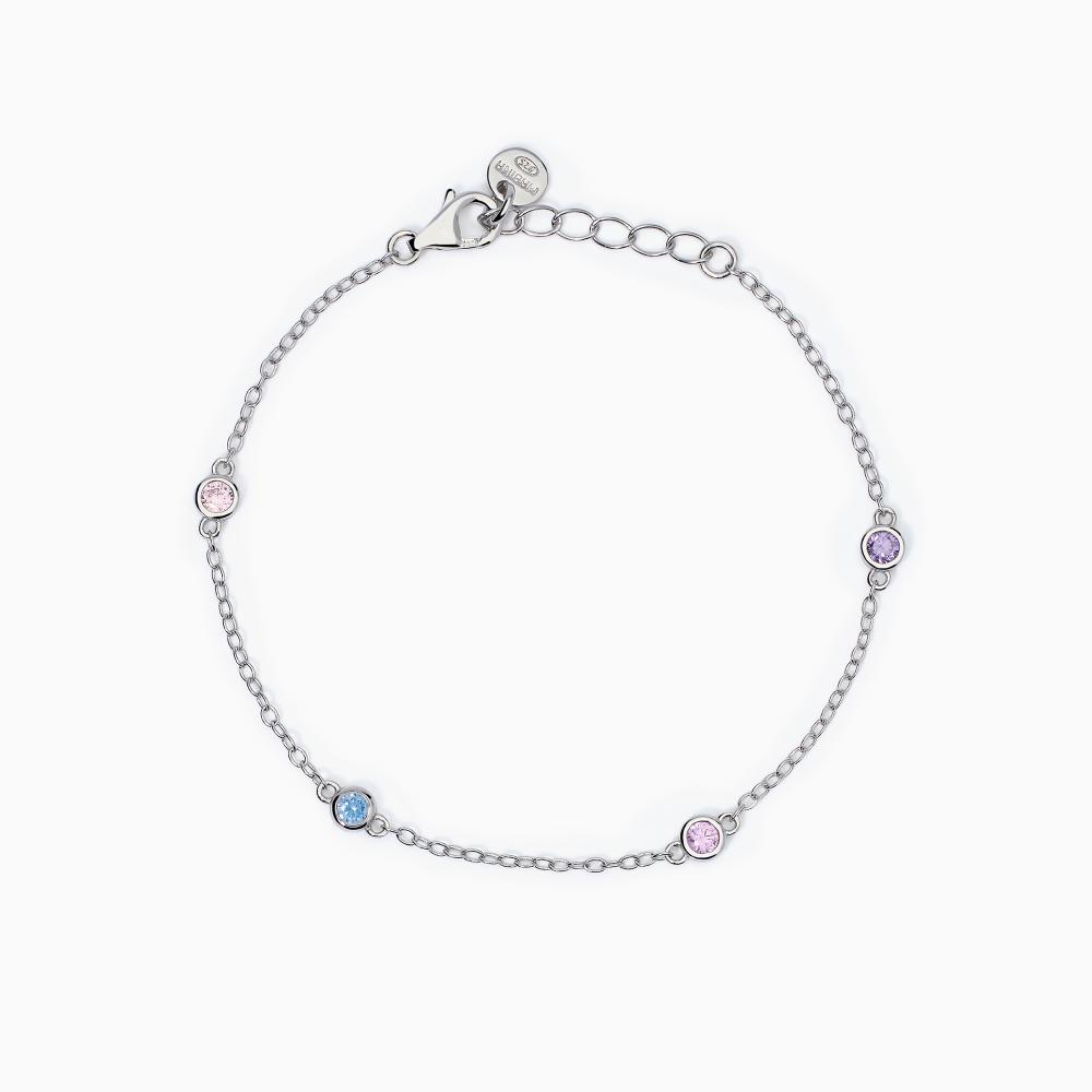 Mabina Gioielli Bracciale Da Bambina Con Tormalina Sintetica E Zirconi Rainbow, Taglia: 16