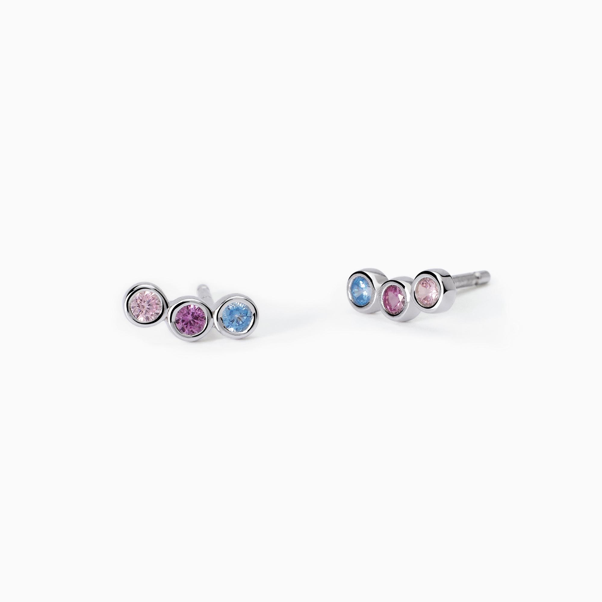 Engelsrufer Orecchini A Cerchio Donna In Argento Sterling 925 Con Zirconi Multicolori - Modello Arcobaleno, Rodiati E Ipoallergenici