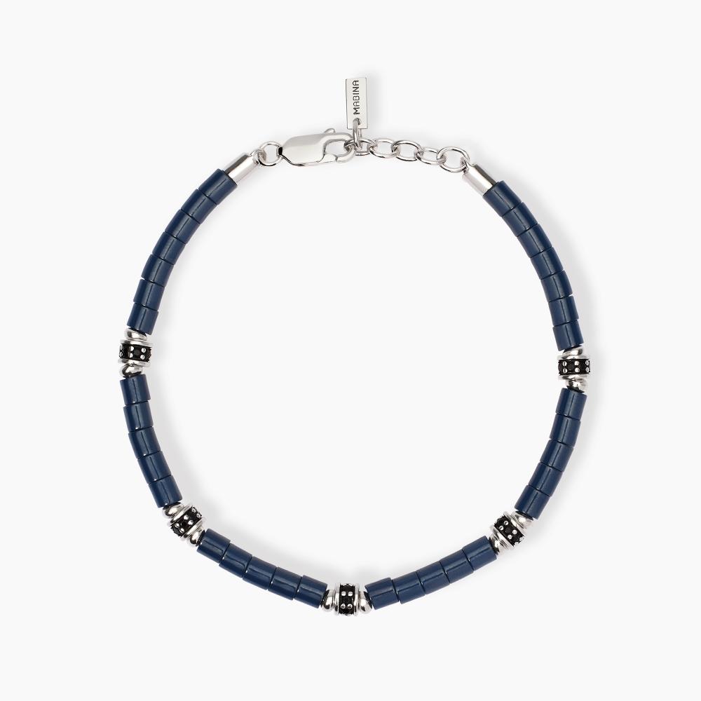Mabina Gioielli Bracciale Uomo Con Elementi Ceramica Blu Pit Stop, Taglia: Unica