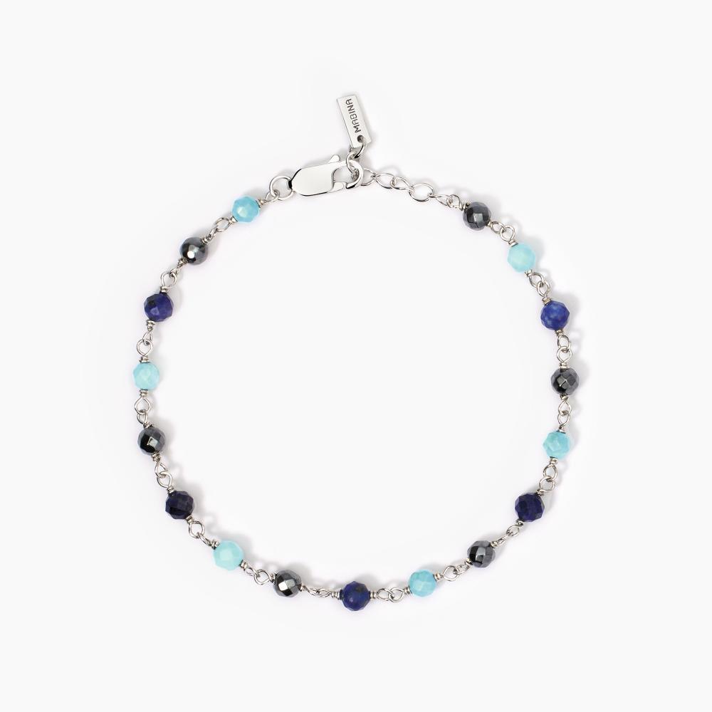 Mabina Gioielli Bracciale Uomo Con Turchese E Pietre Giramondo, Taglia: Unica