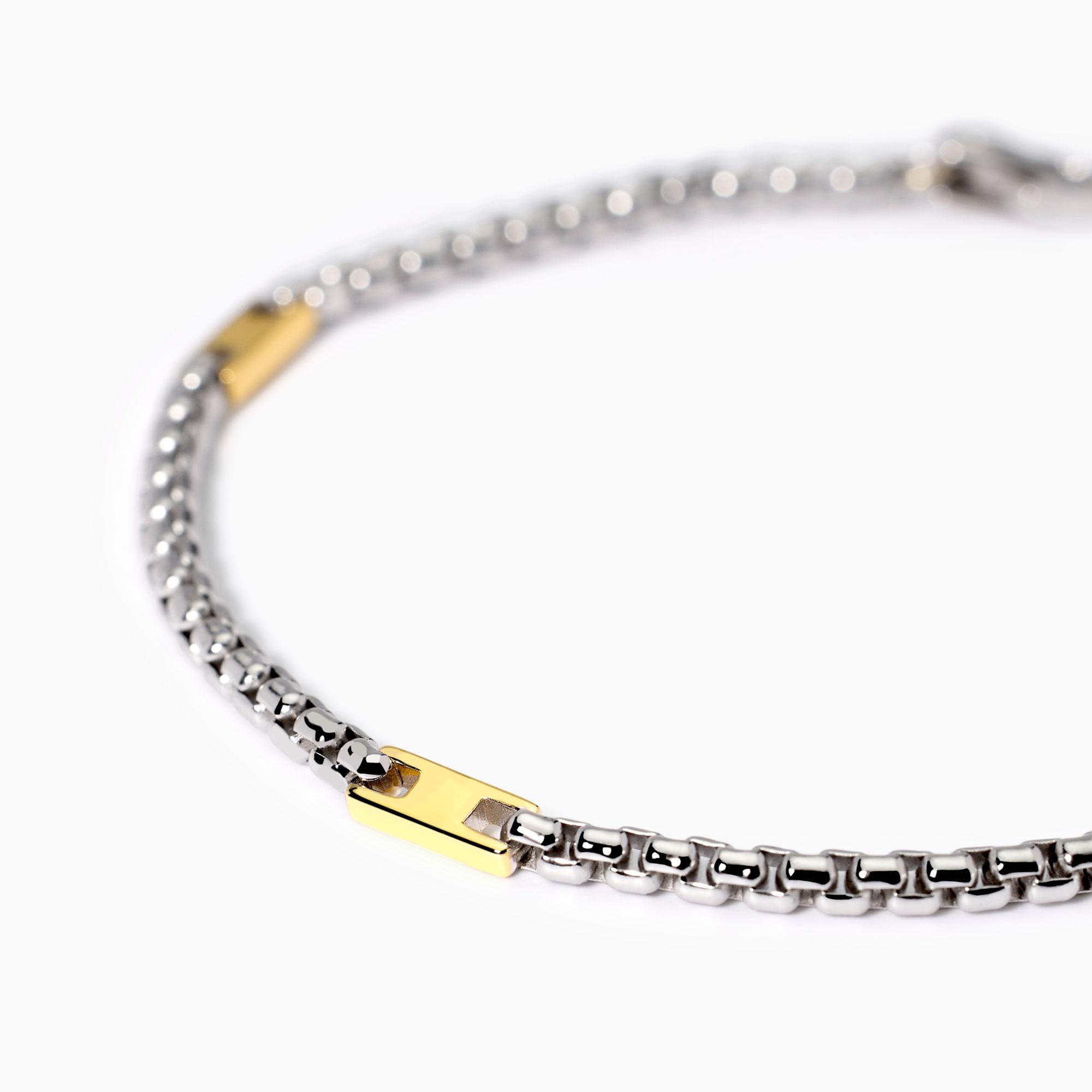 Bracciale Uomo OIDEA A Maglia Barbazzale In Acciaio Inossidabile | Colori Nero, Argento, Oro | Lunghezza 20,5 Cm, Chiusura A Moschettone - 2