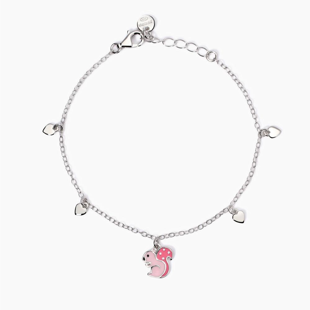 Mabina Gioielli Bracciale Con Scoiattolino E Cuoricini Lino, Taglia: Unica