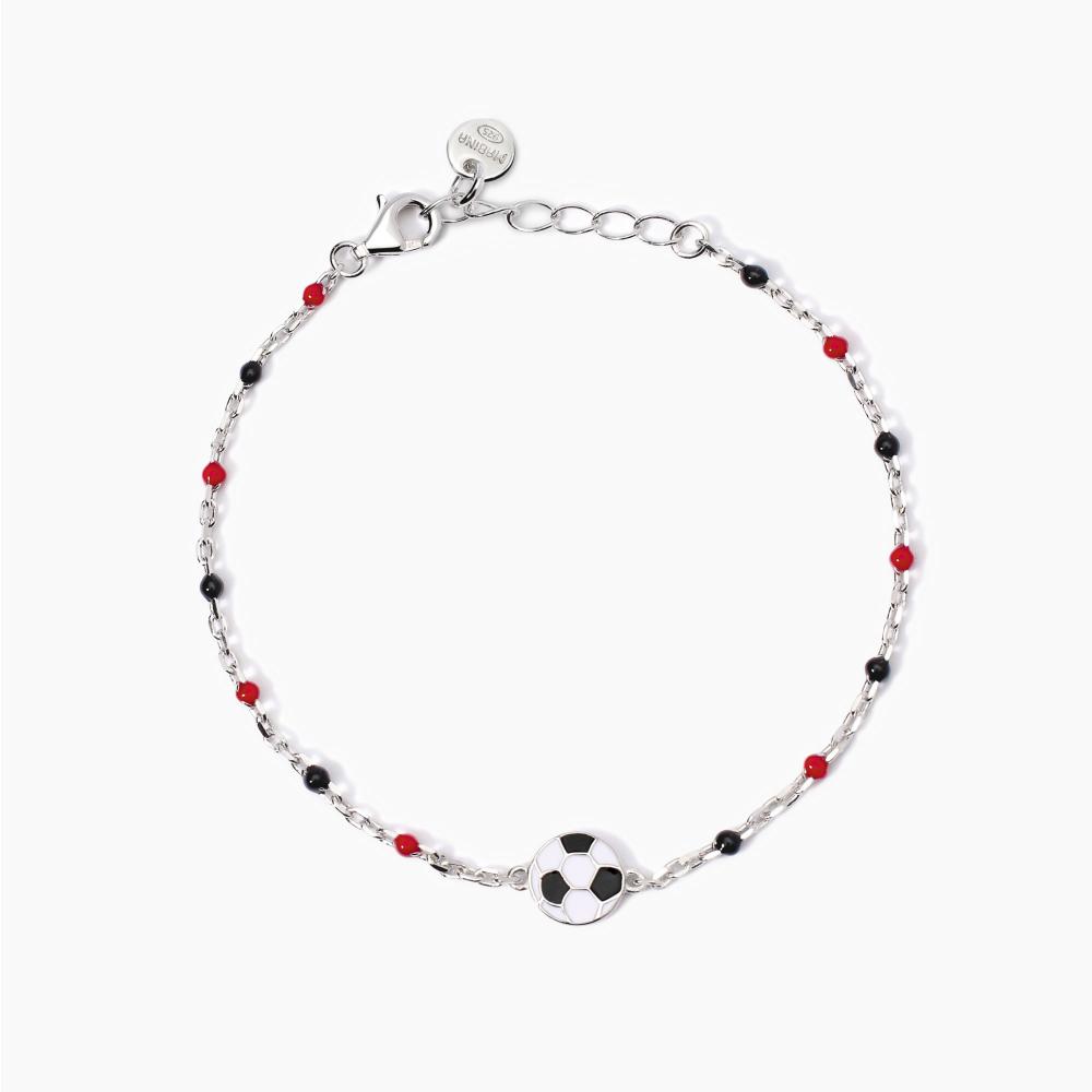 Mabina Gioielli Bracciale Con Pallone E Inserti Rossi E Neri W Il Football, Taglia: Unica