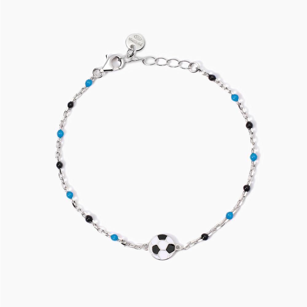 Mabina Gioielli Bracciale Con Pallone E Inserti Azzurri E Neri W Il Football, Taglia: Unica