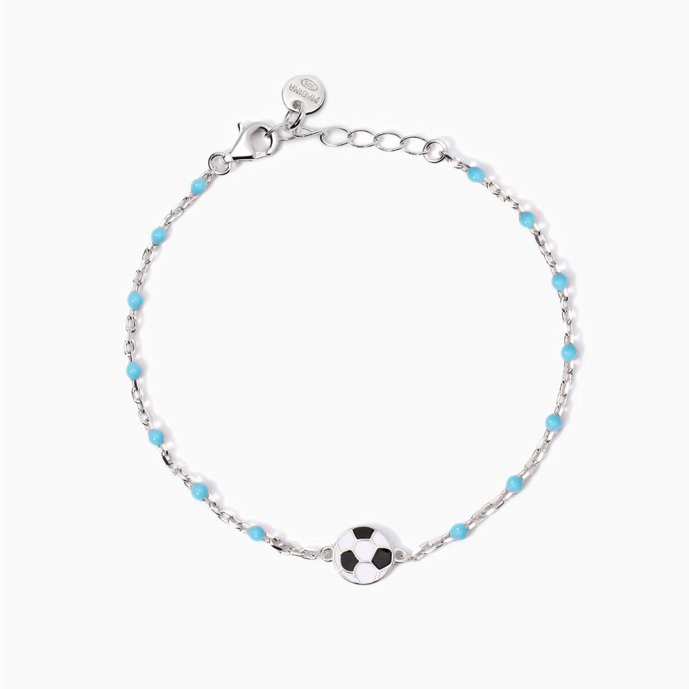 Mabina Gioielli Bracciale Con Pallone E Inserti Azzurri W Il Football, Taglia: Unica