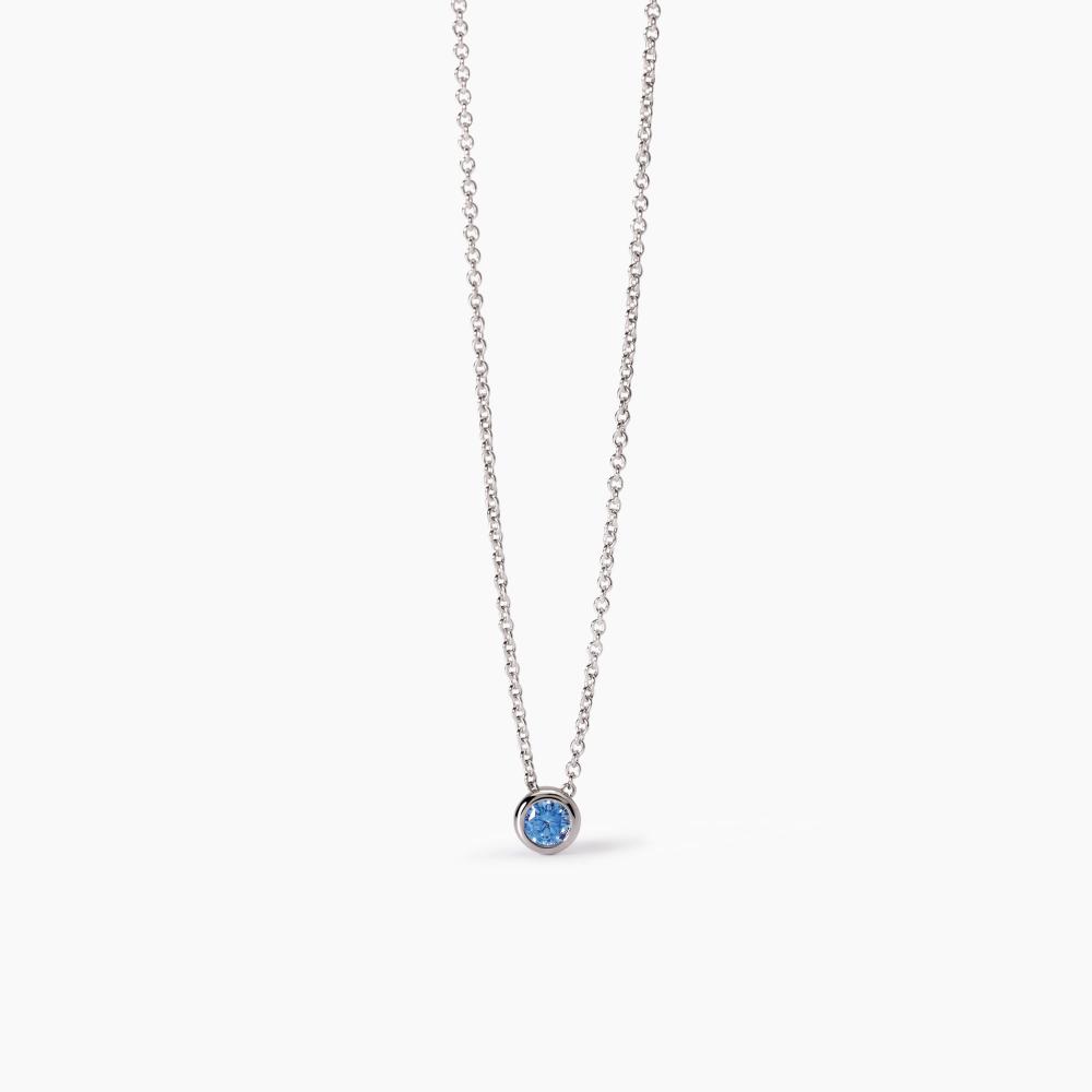 Mabina Gioielli Girocollo Da Bambina Con Zircone Azzurro Shiny, Taglia: Unica