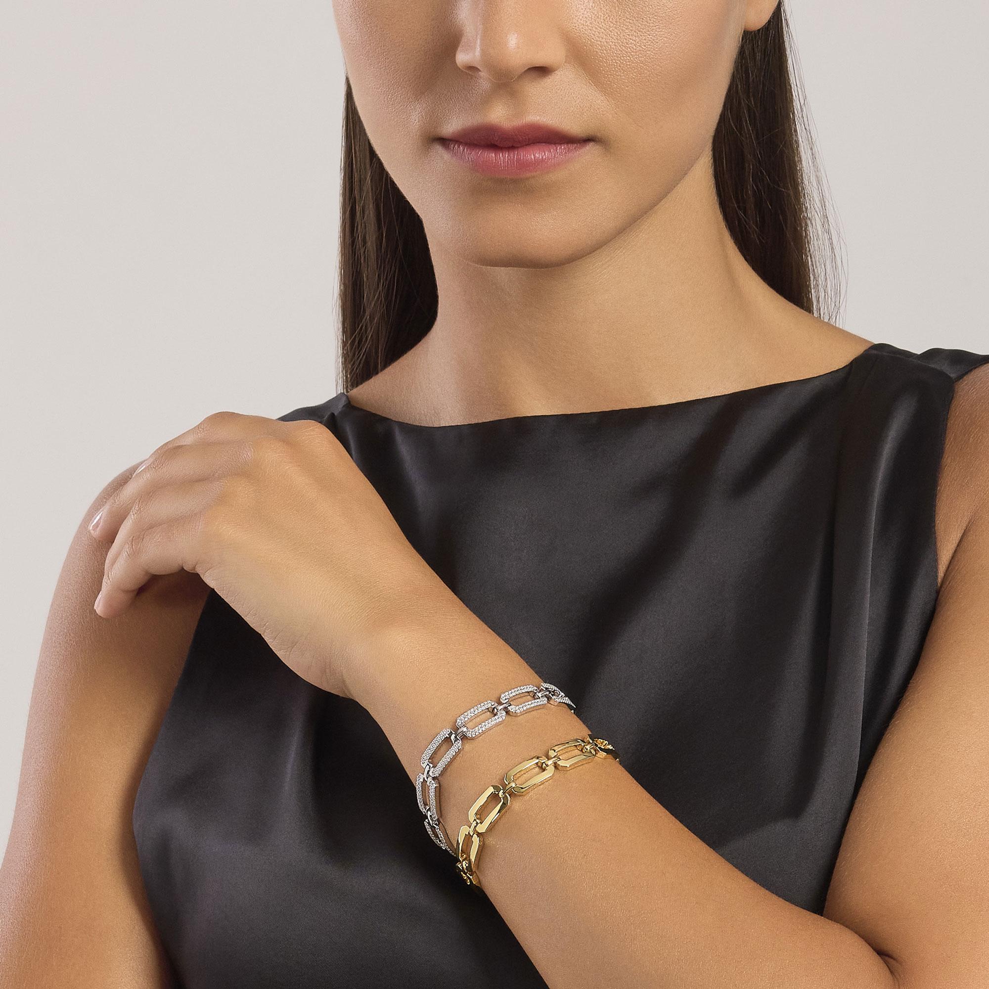 Splendido Bracciale Art Déco In Argento Antico, Rame, Rettangolo Geometrico Con Zirconi Cubici - Foto 10