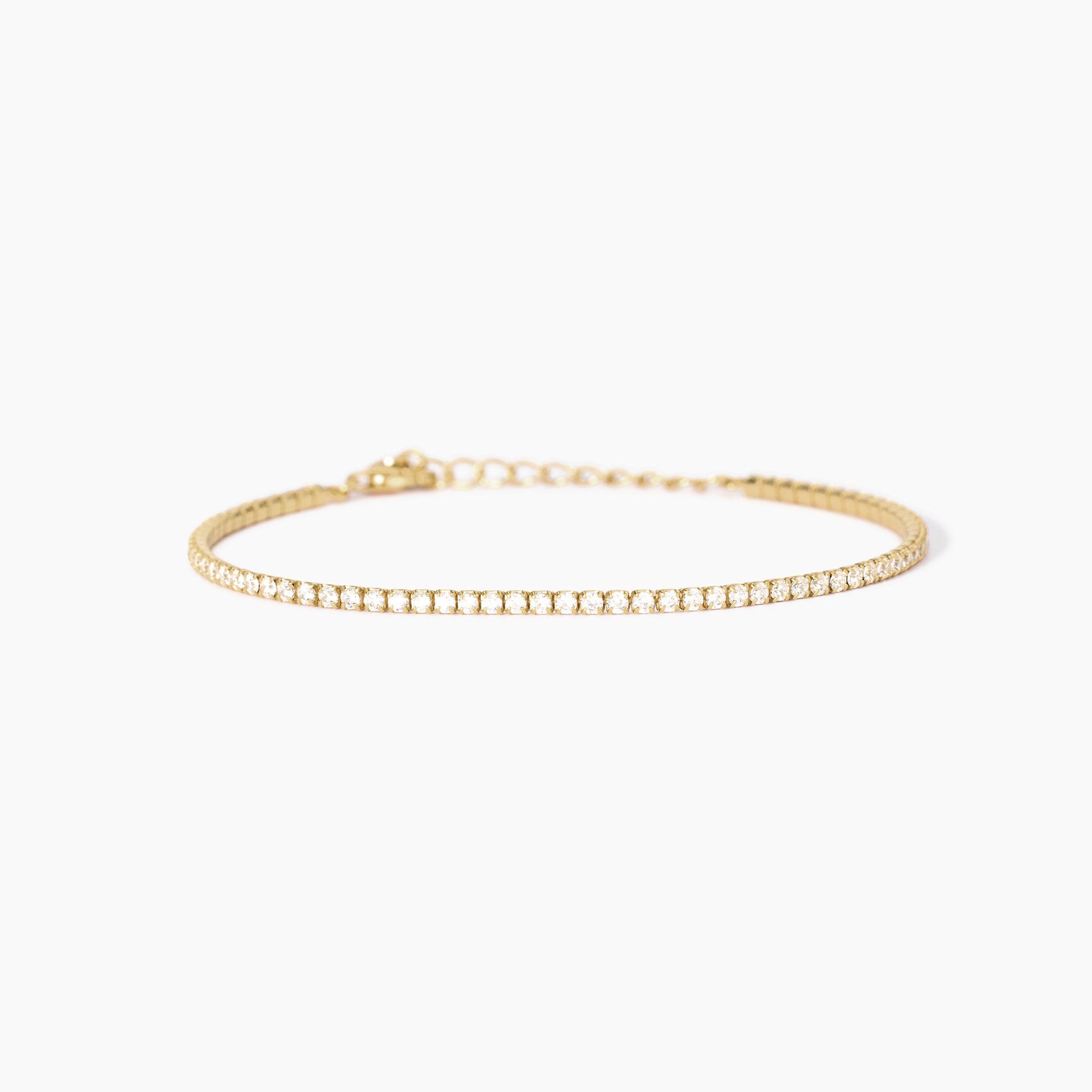 Bracciale tennis placcato oro pesante 14k con zirconi cubici