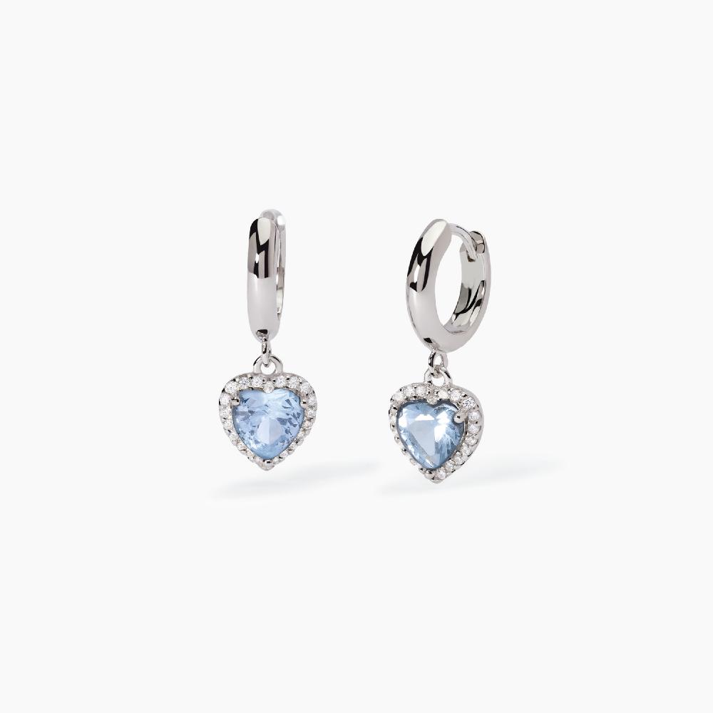 Mabina Gioielli Orecchini In Argento Con Acquamarina Sintetica Love Affair, Taglia: Unica