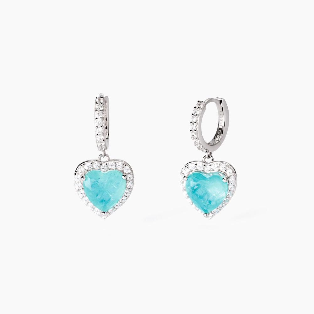 Mabina Gioielli Orecchini In Argento Con Glass Azzurro Non Sara' Un'avventura, Taglia: Unica