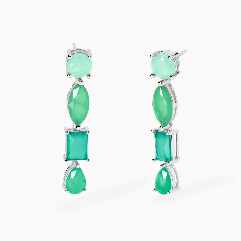 Mabina Gioielli Orecchini Con Fusion Stone Glass Verde Santorini, Taglia: Unica