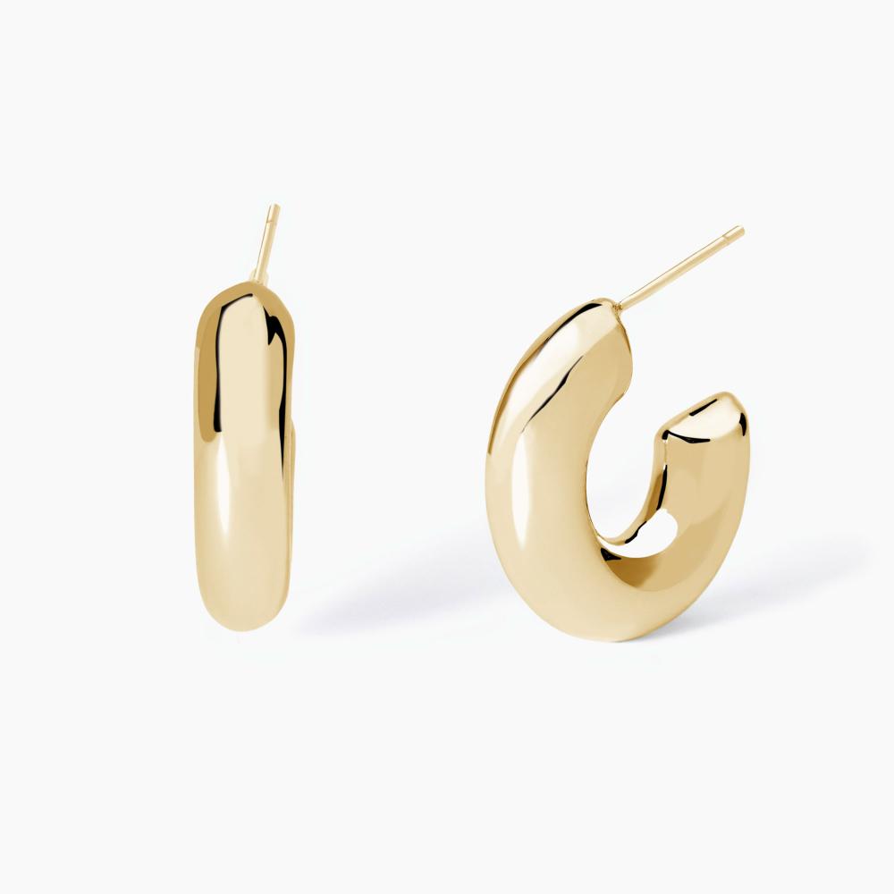 Mabina Gioielli Orecchini Placcati Oro Chunky A Cerchio Aperto Details, Taglia: Unica