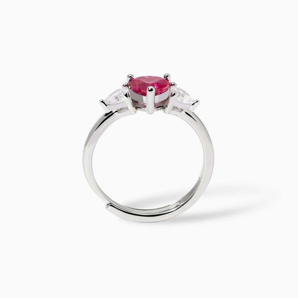 Anello con rubino sintetico taglio cuore