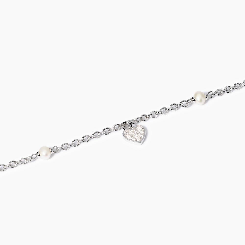 Bracciale con perle coltivate e ciondolo cuore