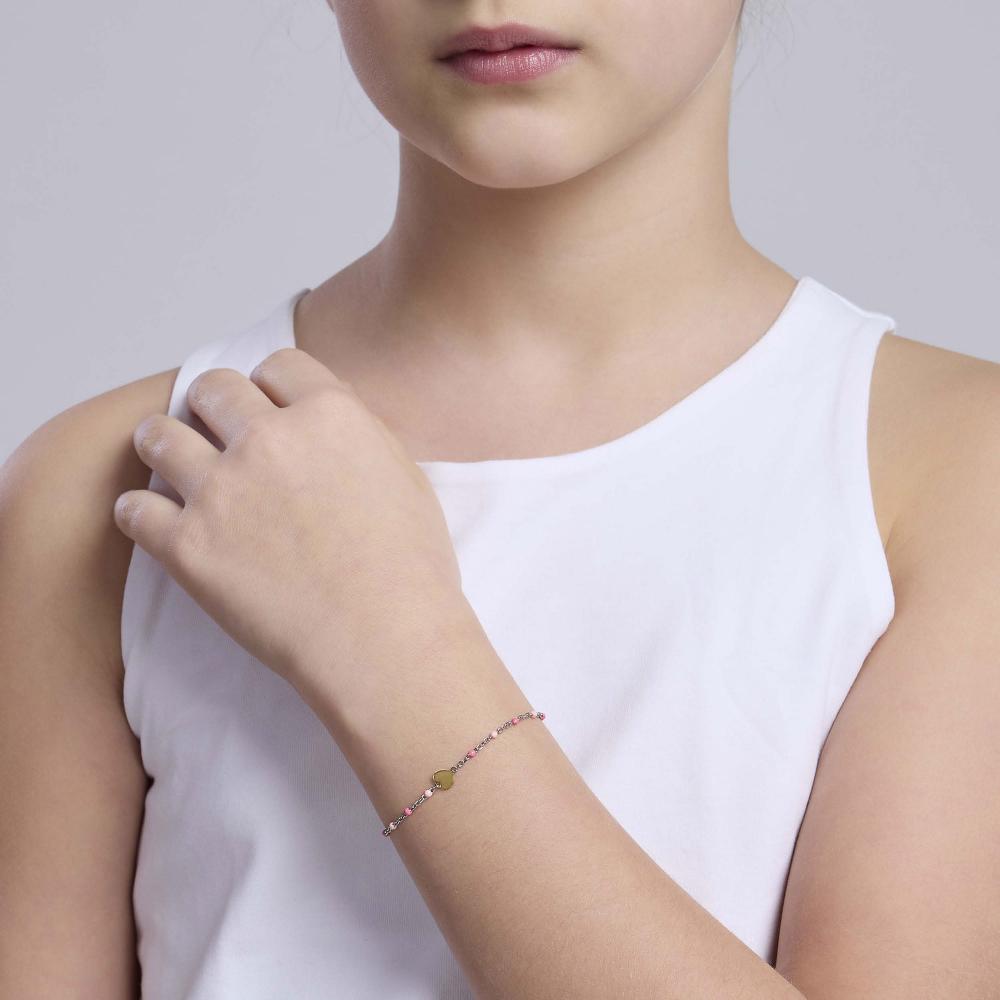 Bracciale multicolor con cuore oro 9K