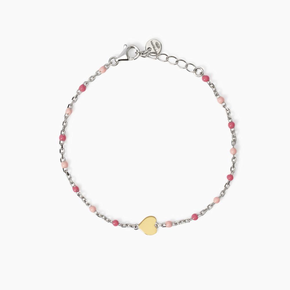 Bracciale multicolor con cuore oro 9K