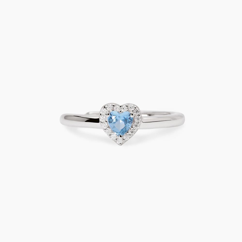 Anello con acquamarina sintetica