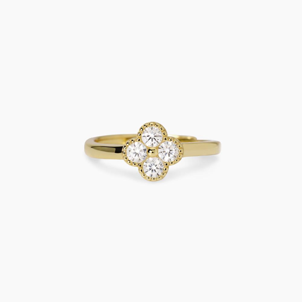 Anello in argento dorato con fiore
