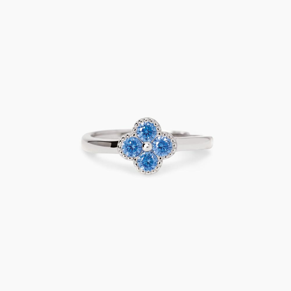 Anello con fiore azzurro