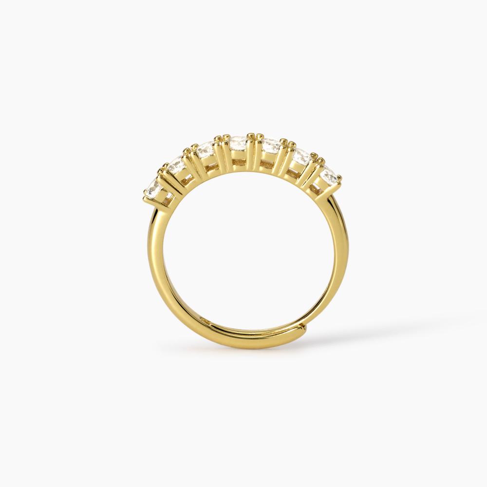 Anello veretta dorato con zirconi