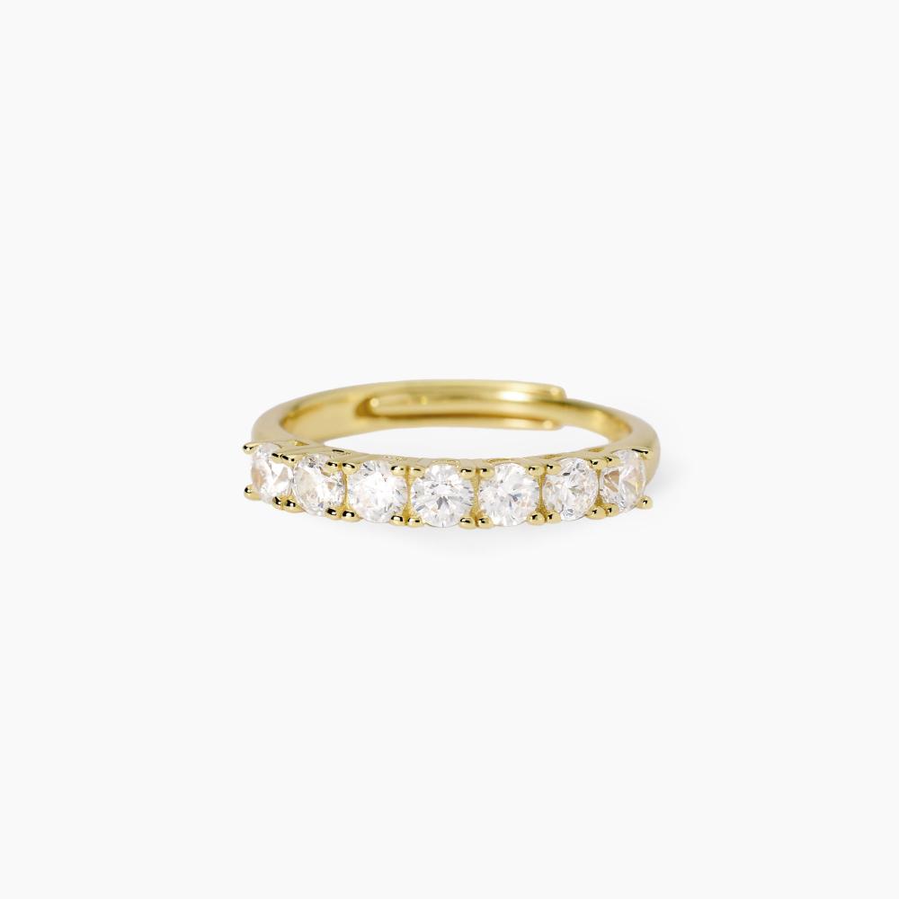 Mabina Gioielli Anello Veretta Dorato Con Zirconi Seventies, Taglia: Unica