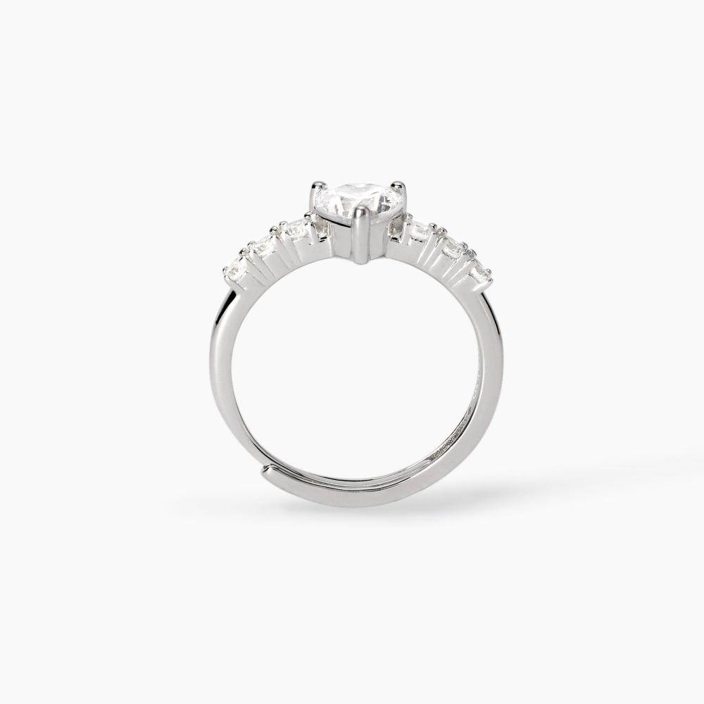 Anello regolabile con cuore in zirconi
