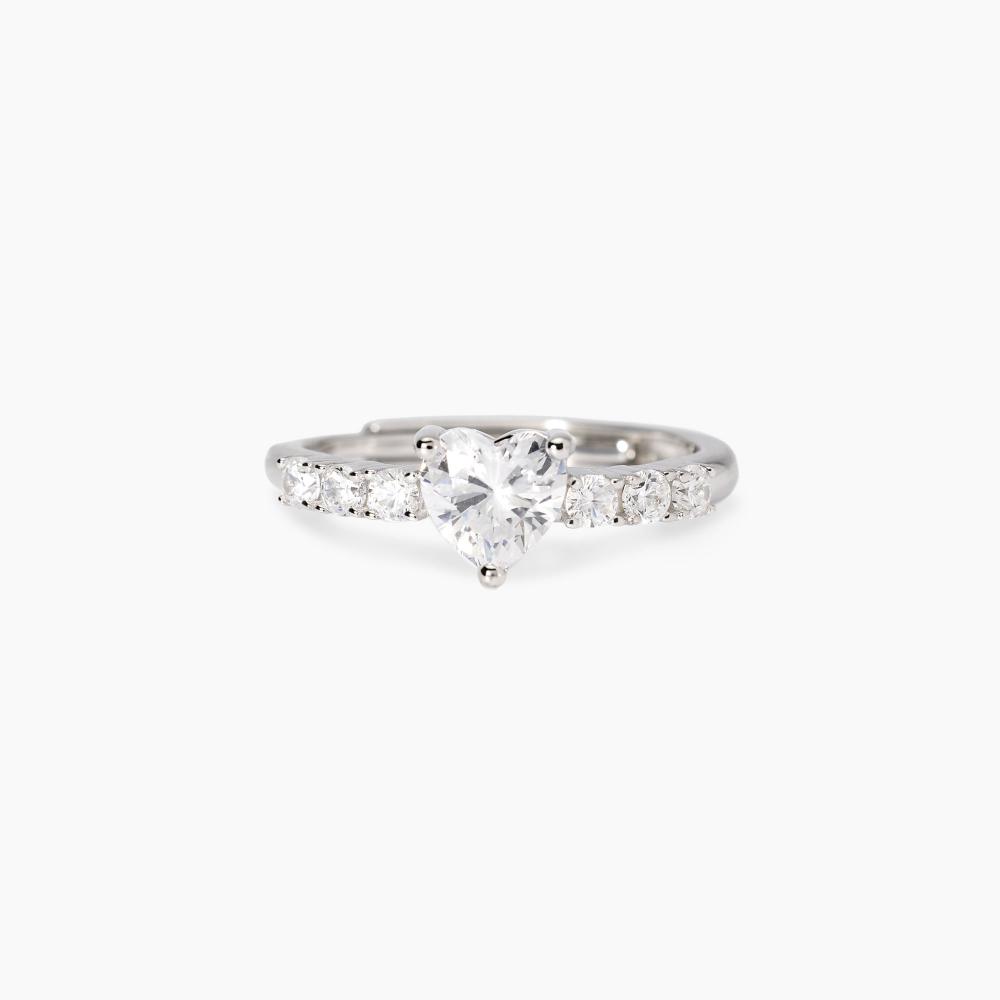 Anello regolabile con cuore in zirconi