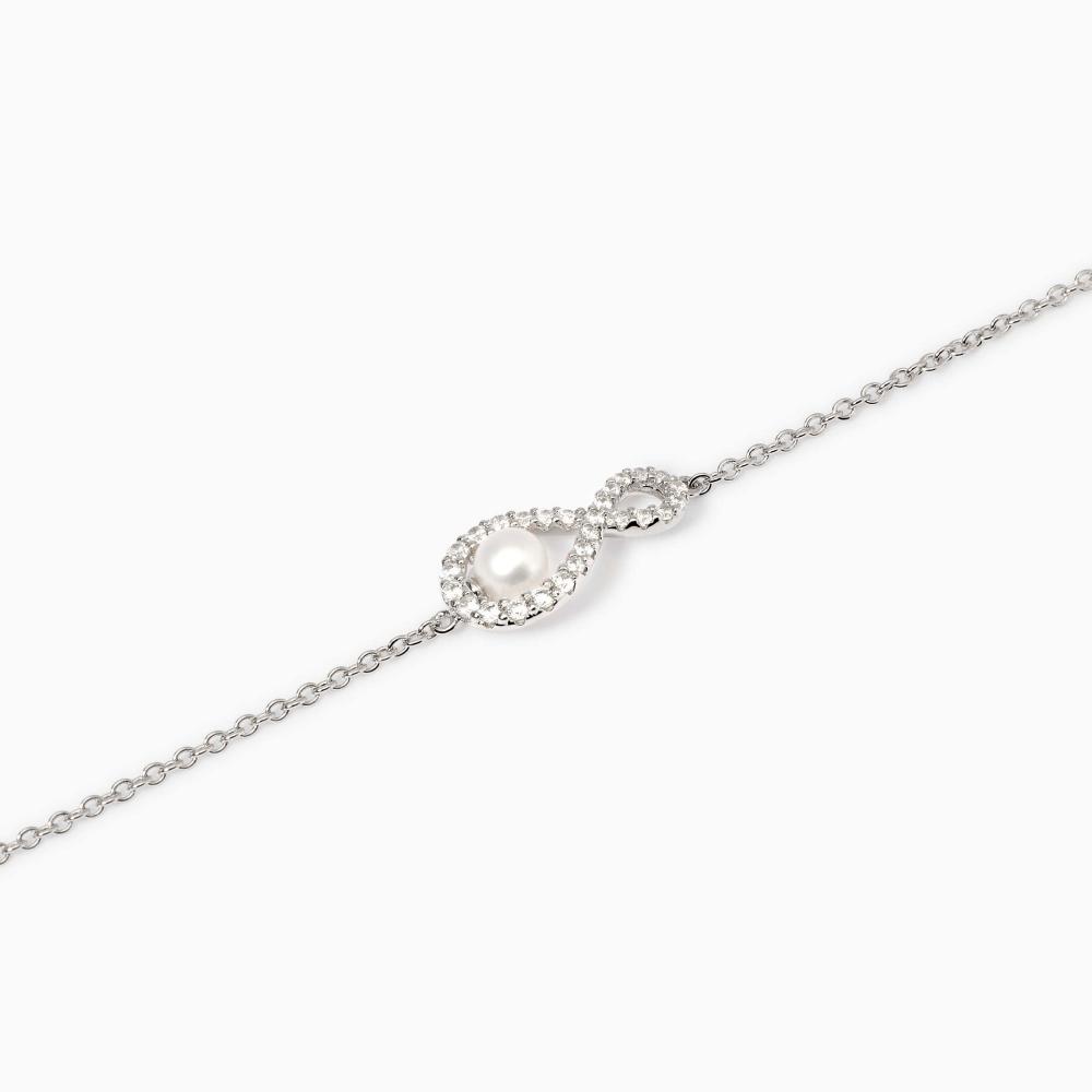 Bracciale con simbolo infinito e perla coltivata