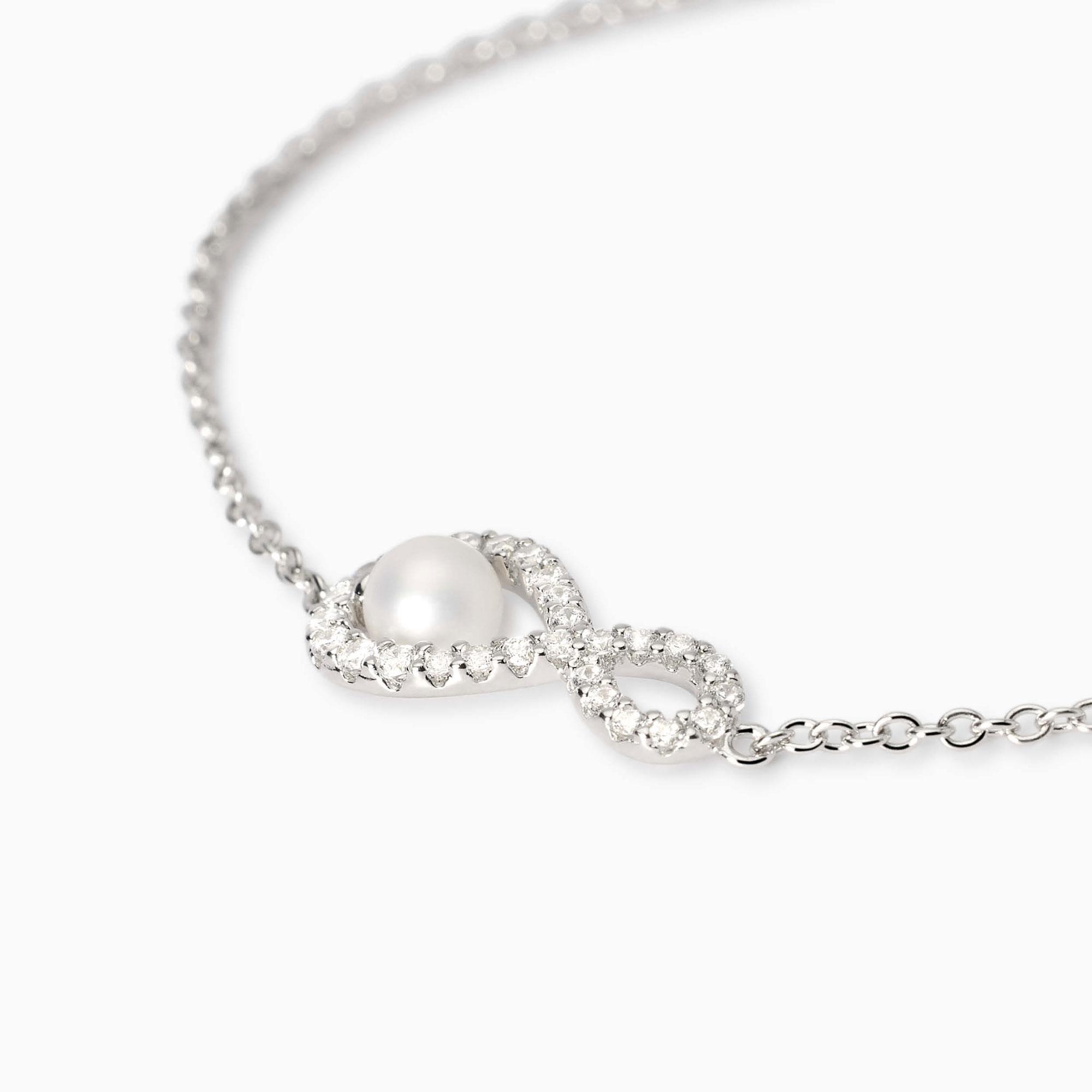 MicLee Bracciale Donna In Argento 925 – Simbolo Infinito Con Zirconi E Stella Incavata, Catena Regolabile