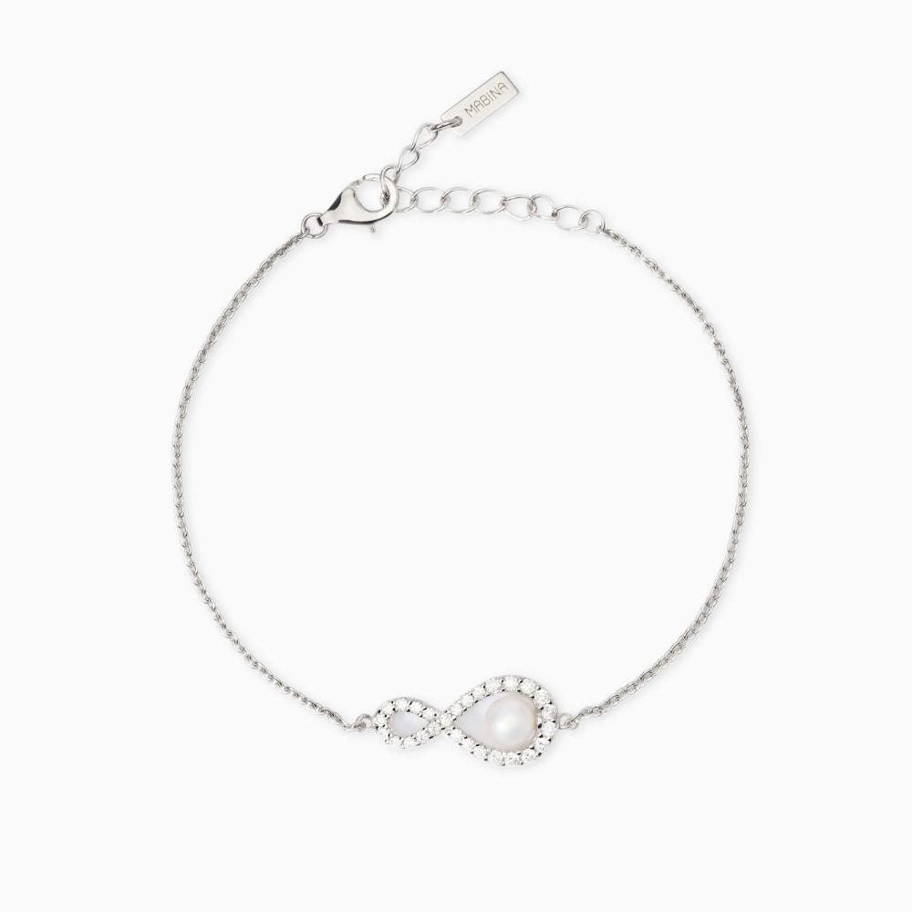 Mabina Gioielli Bracciale Con Simbolo Infinito E Perla Coltivata Endless, Taglia: Unica