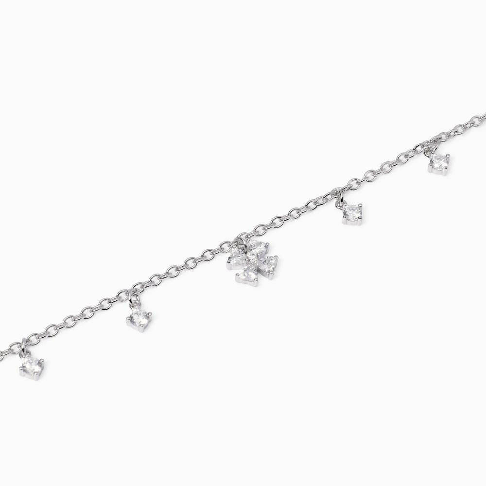 Bracciale con ciondoli in zircone e quadrifoglio