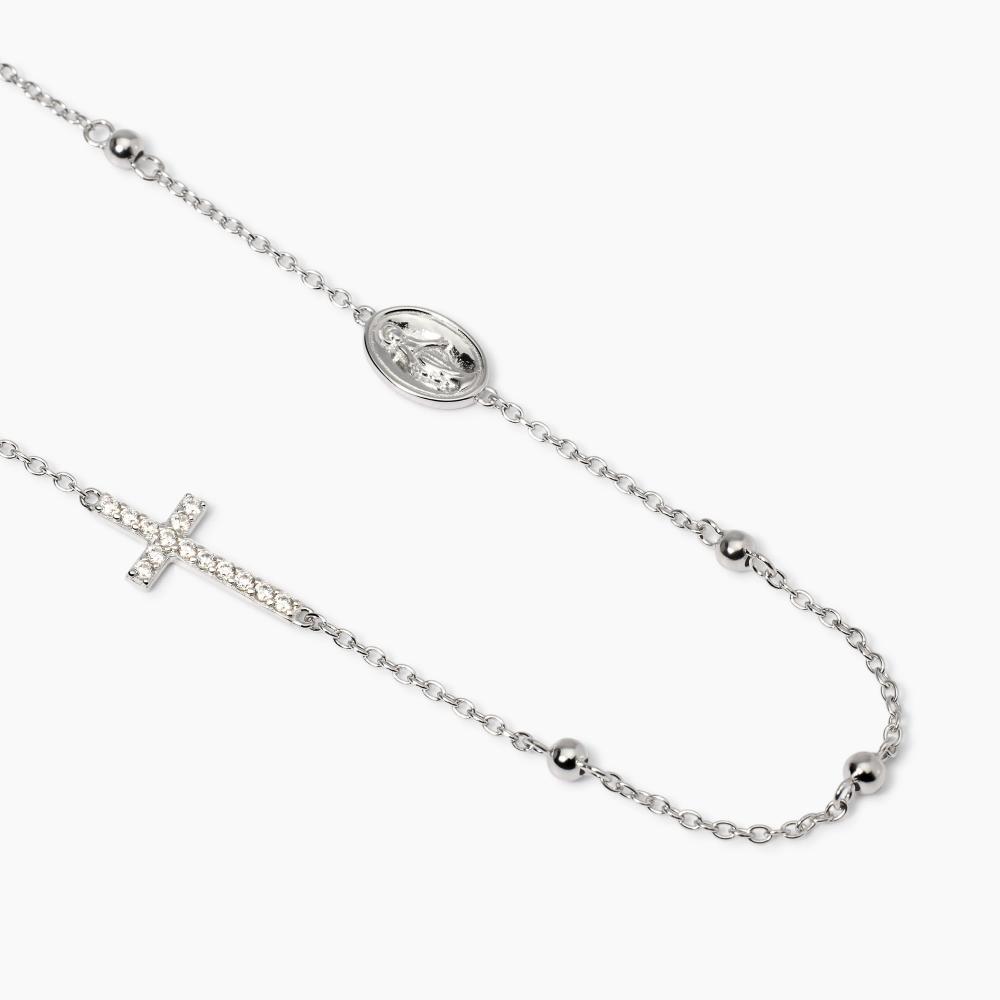 Girocollo in argento con croce e Madonnina