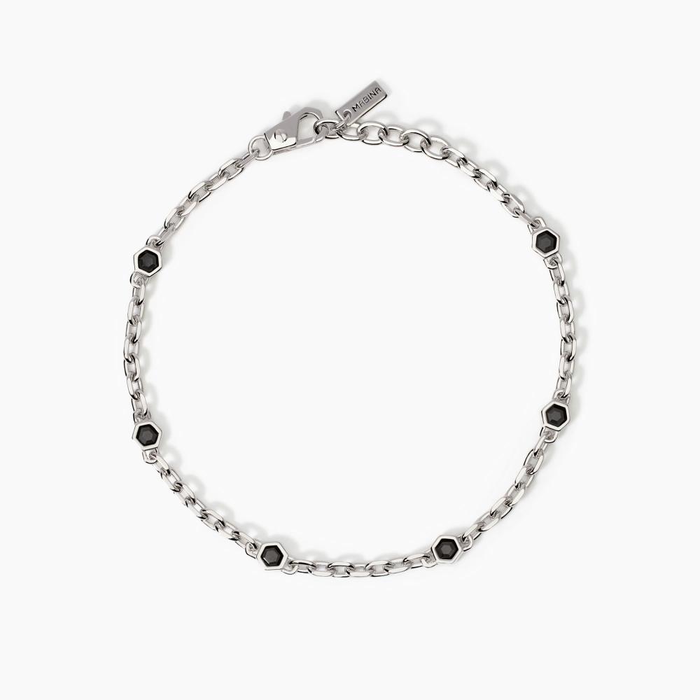 Bracciale da uomo con catena forzatina e zirconi