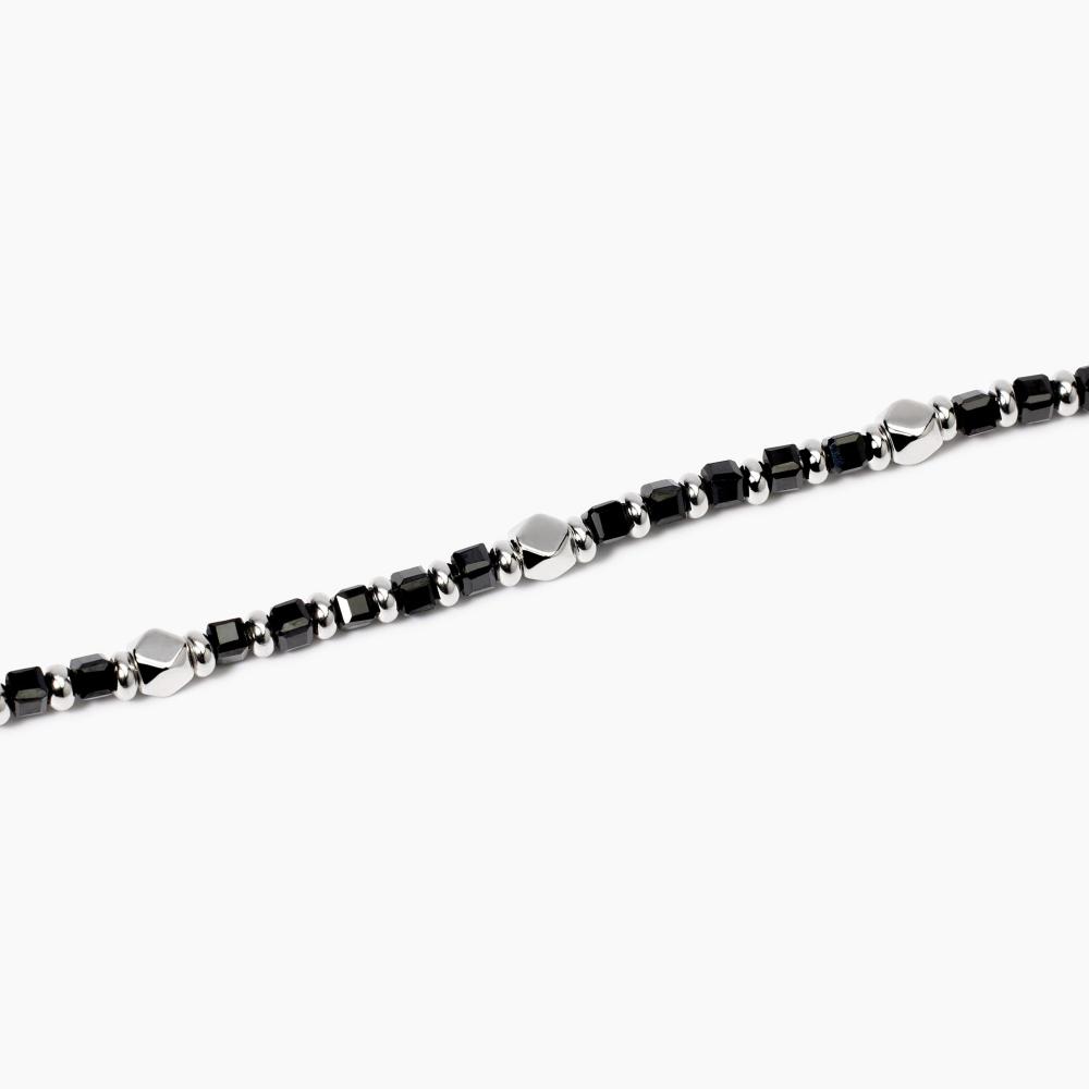 Bracciale da uomo in argento e agata nera