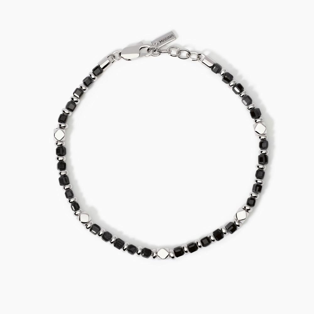 Bracciale da uomo in argento e agata nera