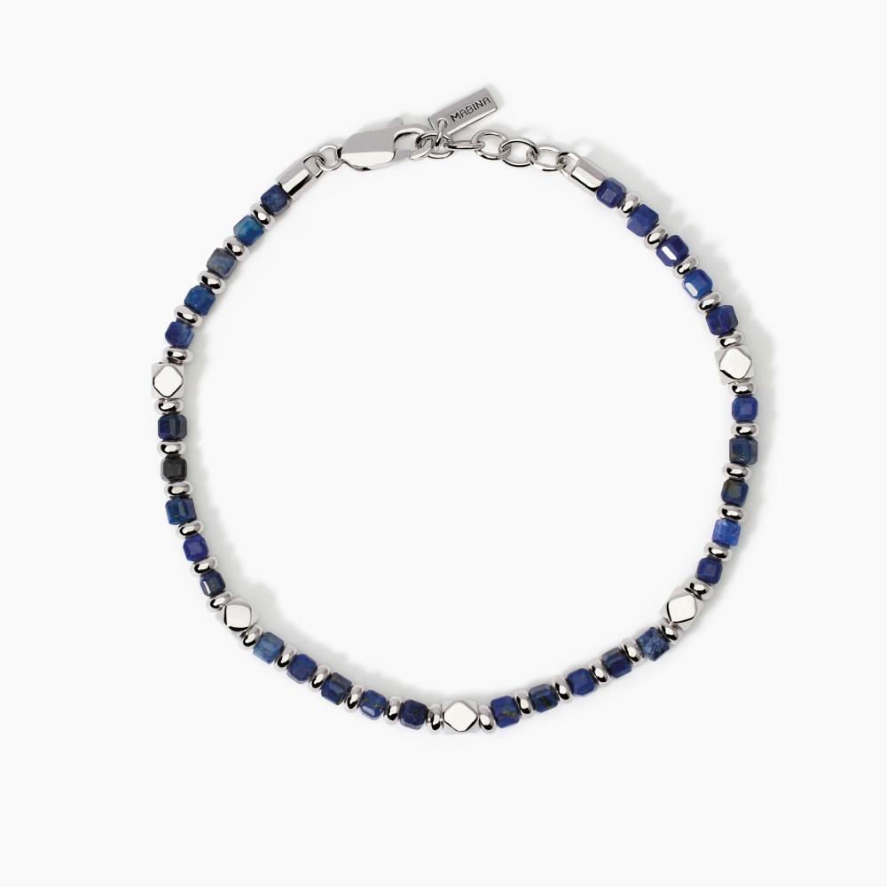 Bracciale da uomo in argento e sodalite blu