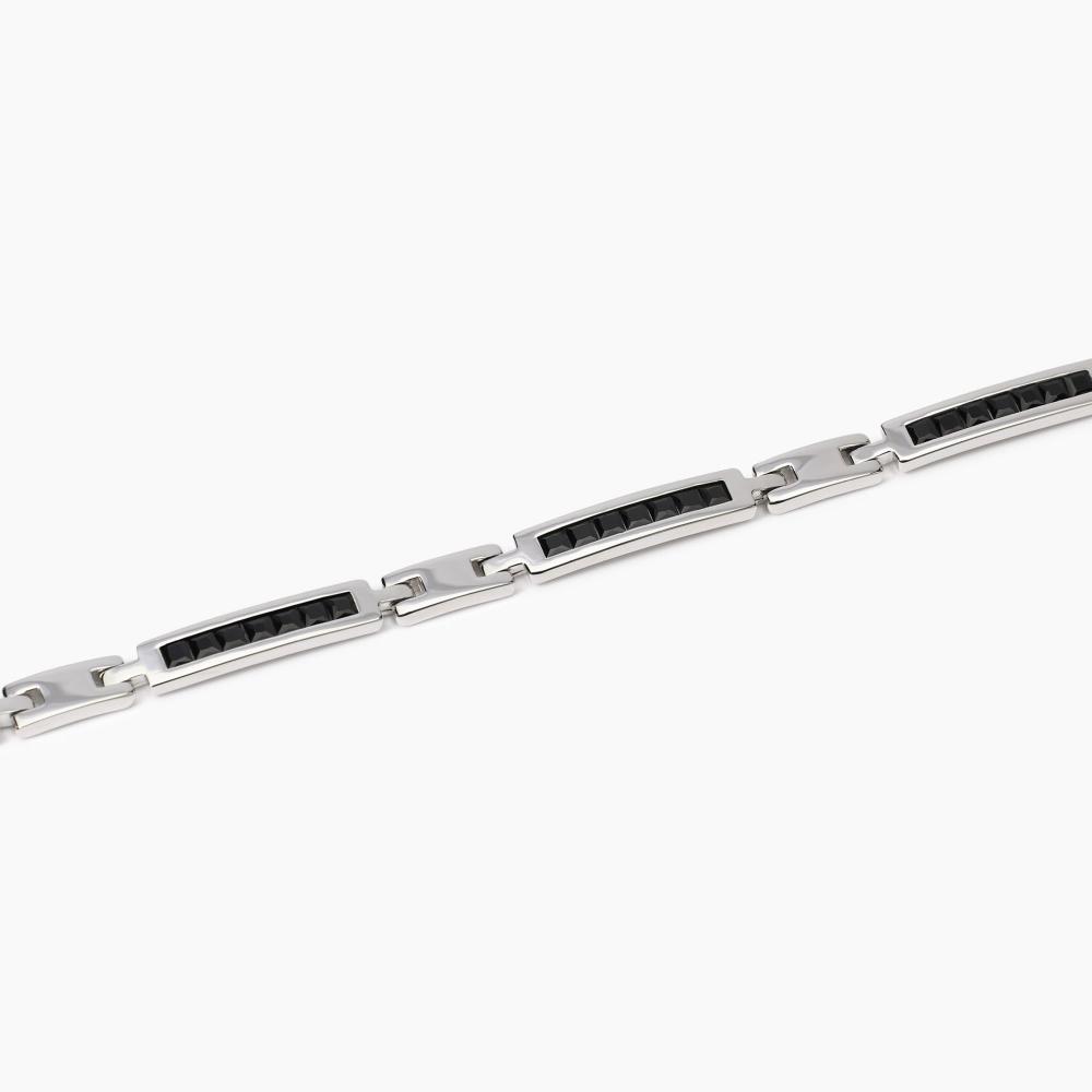 Bracciale uomo con piastre e zirconi neri