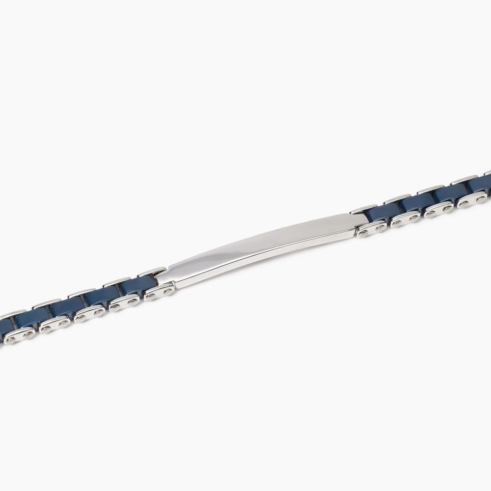 Bracciale uomo con inserti in ceramica blu