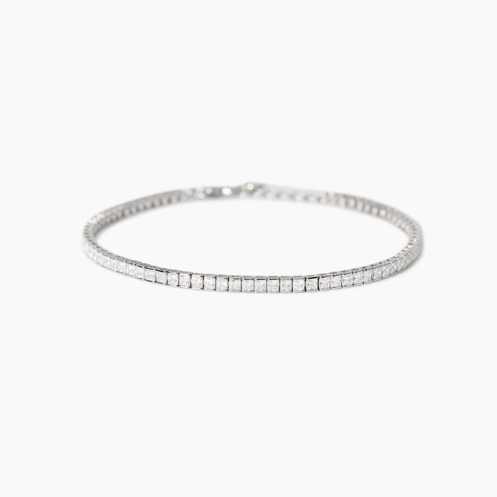 Bracciale tennis uomo con zirconi bianchi