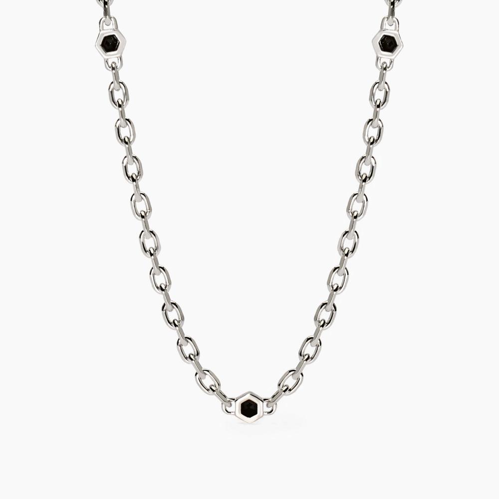 Collana uomo con catena forzatina e zirconi