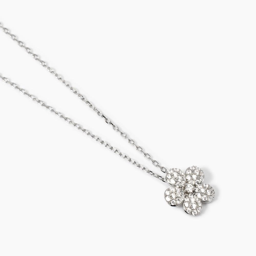 Girocollo in argento con fiore in zirconi