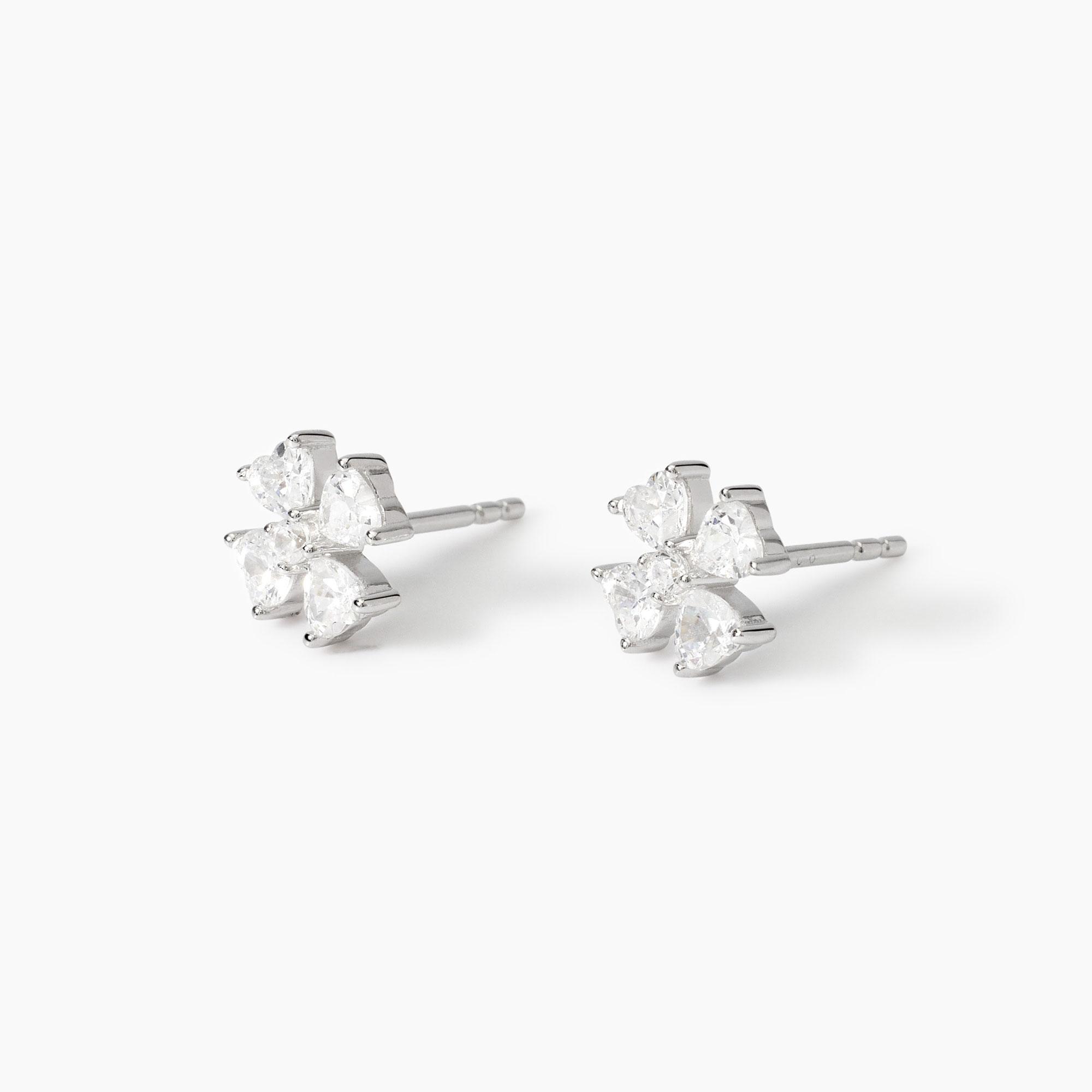 1-2 paia di orecchini a lobo con zirconi in argento sterling