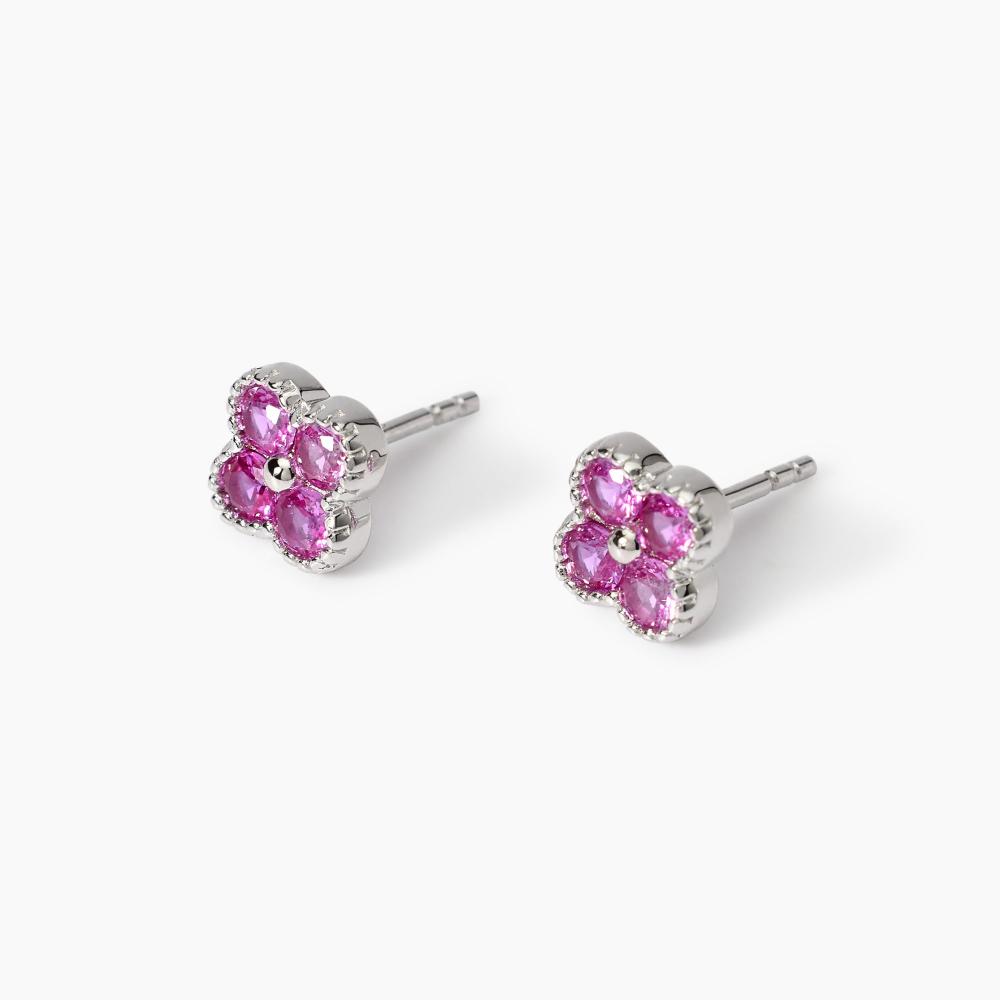 Orecchini con fiore rosa