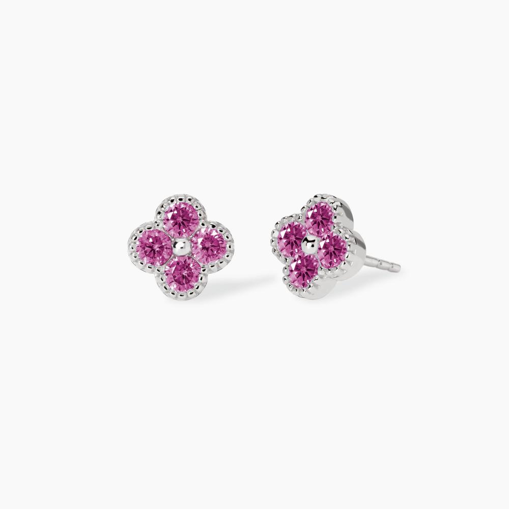 Orecchini con fiore rosa