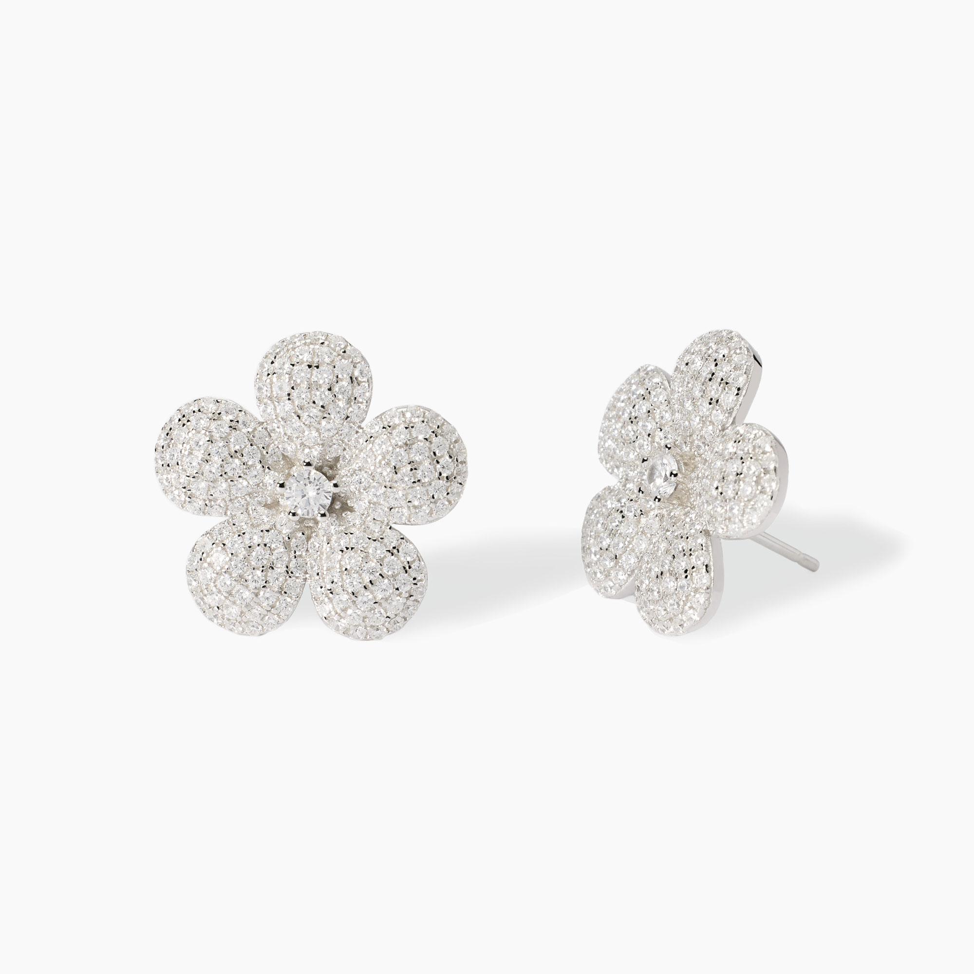 Orecchini A Perno Fiore Con Zirconia - Donna - Eleganti, Colorati, Ipoallergenici - Idea Regalo