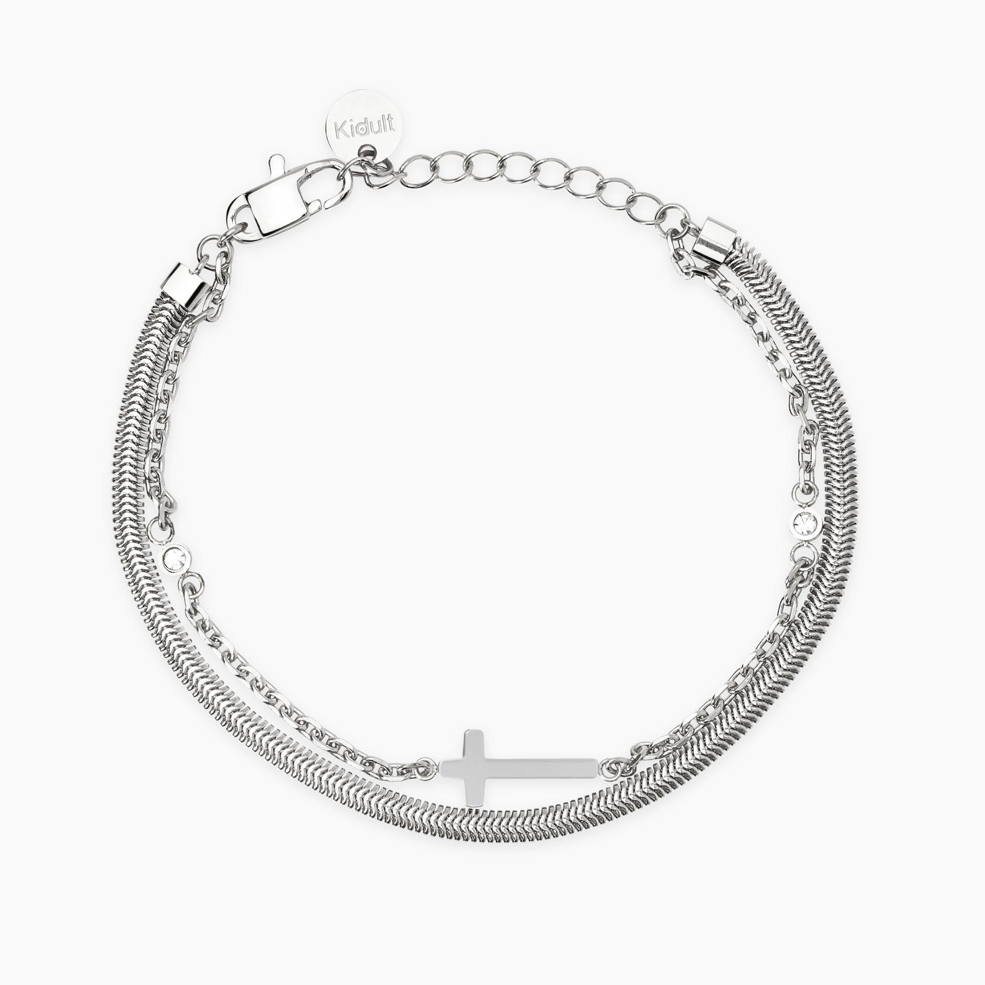 Bracciale Regolabile In Pelle Con Croce Metallica – 17,8-20,3 Cm – Fusamk - 3