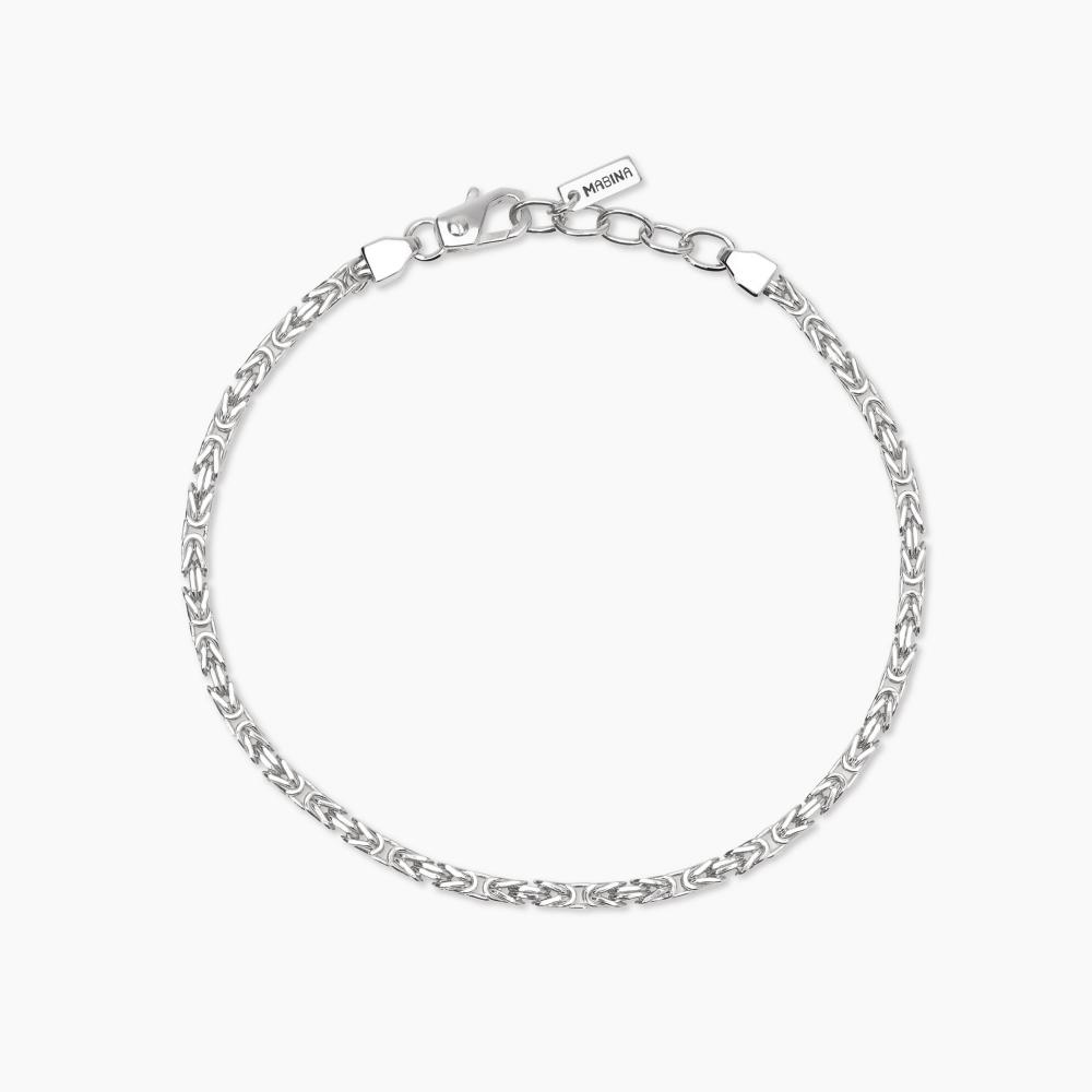 Mabina Gioielli Bracciale In Argento Con Catena Bizantina Bizantina, Taglia: Unica