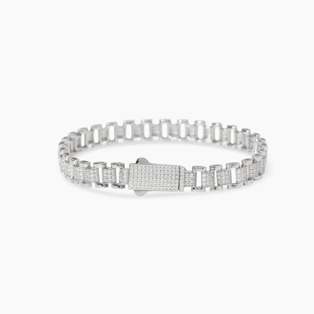 Bracciale Tennis in Acciaio con Zirconi Bianchi 2,5 mm